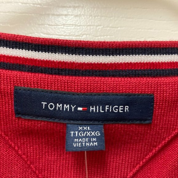 Tommy Hilfiger Crewneck Pullover Sweater XXL Chili Pepper Red NWT 100% Cotton - Picture 4 of 16